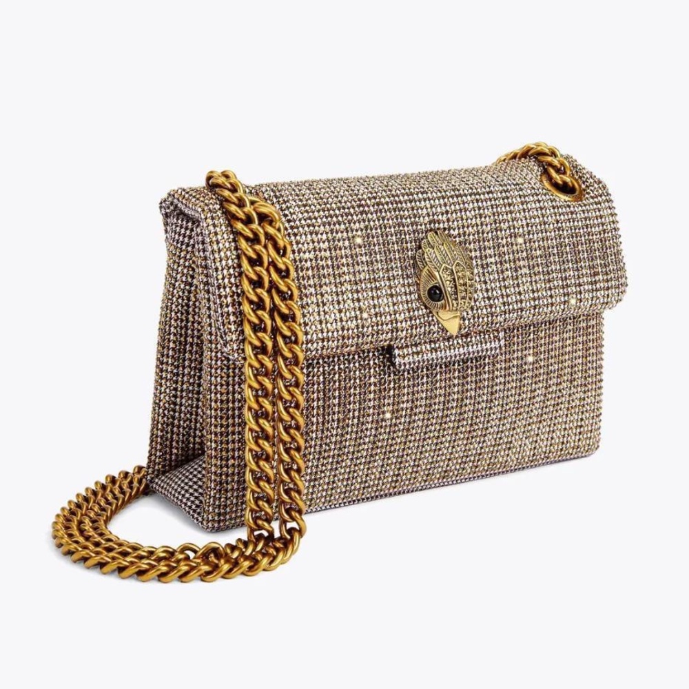 Kurt Geiger Gold Crystal Chain Shoulder Bag
